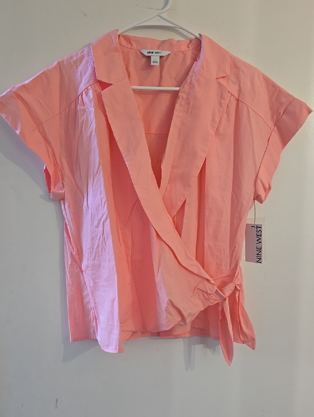 Nine West Coral Wrap Short Sleeve Blouse